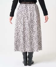 PHHCD49330 GEORGES RECH(小さいサイズ)(メゾン ドゥ サンク)  [日本製/セットアップ対応]レオパードギャザーフレアスカート ライトグレー