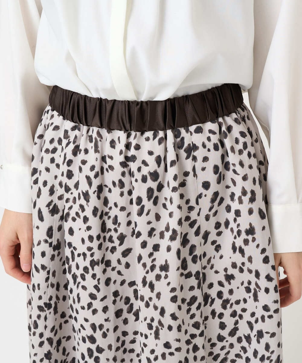 PHHCD49330 GEORGES RECH(小さいサイズ)(メゾン ドゥ サンク)  [日本製/セットアップ対応]レオパードギャザーフレアスカート ライトグレー