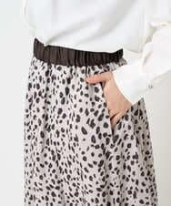 PHHCD49330 GEORGES RECH(小さいサイズ)(メゾン ドゥ サンク)  [日本製/セットアップ対応]レオパードギャザーフレアスカート ライトグレー