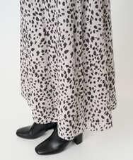 PHHCD49330 GEORGES RECH(小さいサイズ)(メゾン ドゥ サンク)  [日本製/セットアップ対応]レオパードギャザーフレアスカート ライトグレー