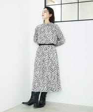 PHHCD49330 GEORGES RECH(小さいサイズ)(メゾン ドゥ サンク)  [日本製/セットアップ対応]レオパードギャザーフレアスカート ライトグレー