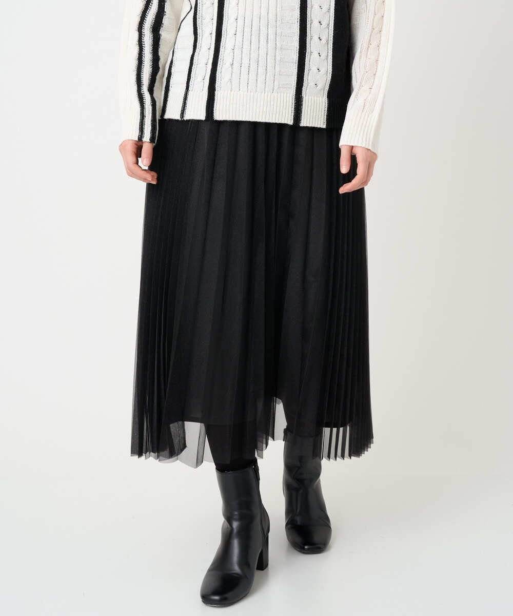 PHHCD65360 GEORGES RECH(小さいサイズ)(メゾン ドゥ サンク)  [日本製]アコーディオンシアープリーツスカート ライトグレー