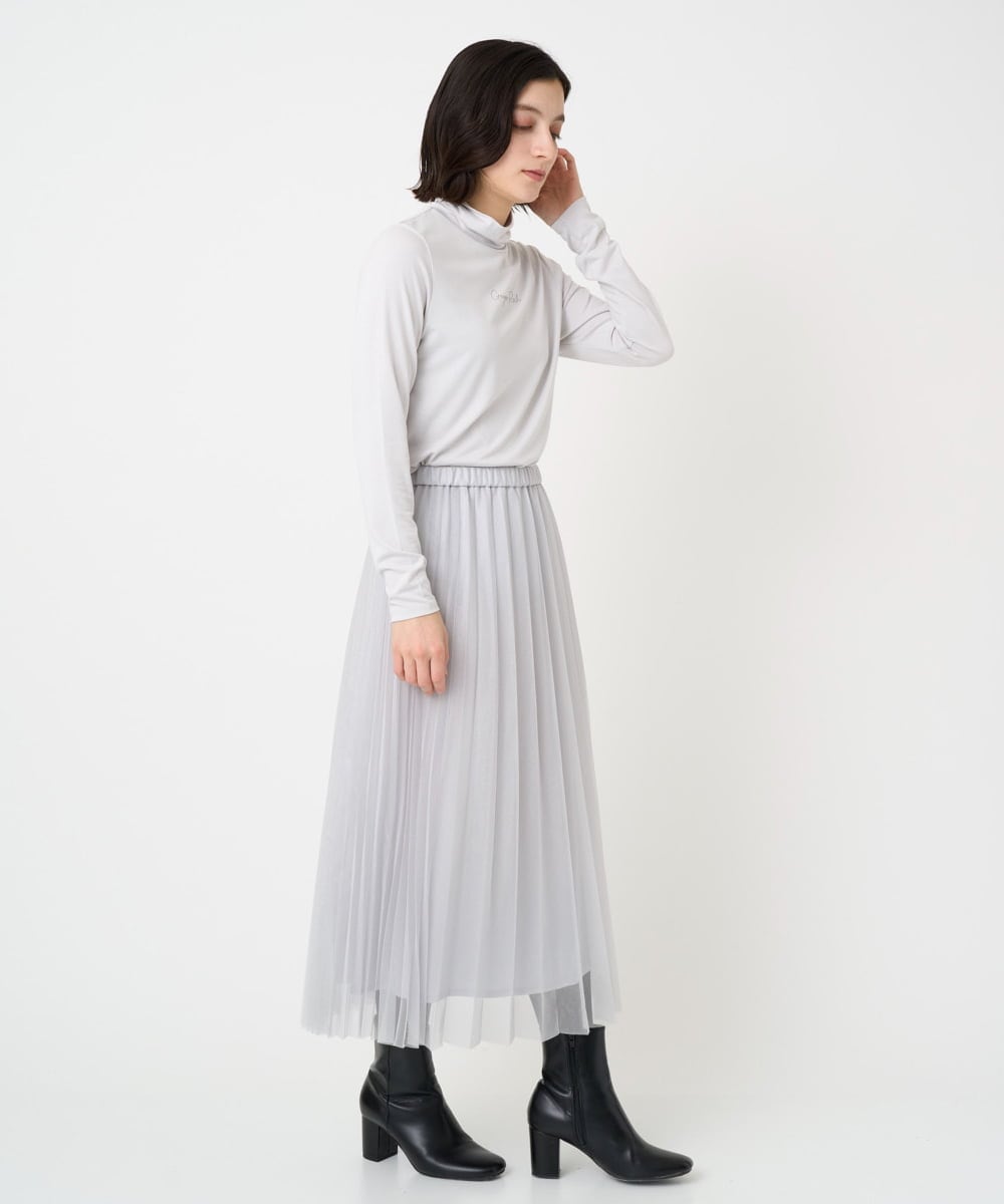 PHHCD65360 GEORGES RECH(小さいサイズ)(メゾン ドゥ サンク)  [日本製]アコーディオンシアープリーツスカート ライトグレー