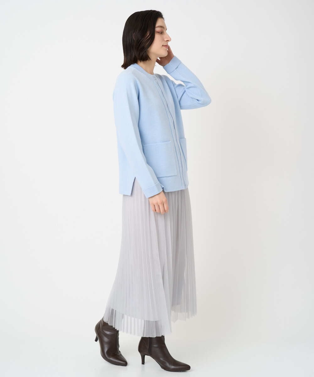 PHHCD65360 GEORGES RECH(小さいサイズ)(メゾン ドゥ サンク)  [日本製]アコーディオンシアープリーツスカート ライトグレー