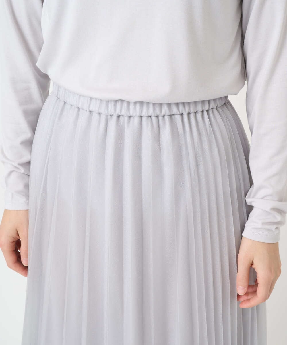 PHHCD65360 GEORGES RECH(小さいサイズ)(メゾン ドゥ サンク)  [日本製]アコーディオンシアープリーツスカート ライトグレー