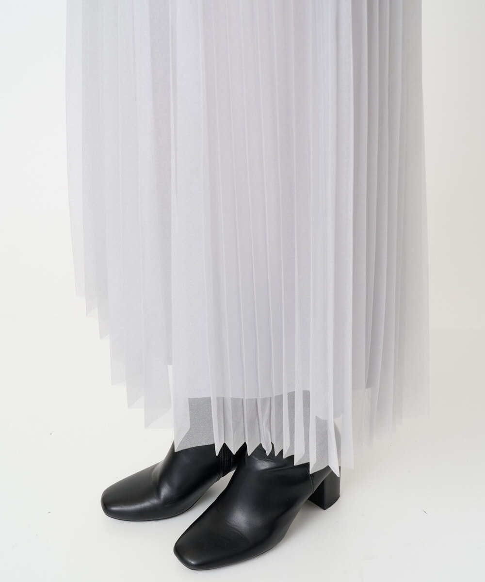 PHHCD65360 GEORGES RECH(小さいサイズ)(メゾン ドゥ サンク)  [日本製]アコーディオンシアープリーツスカート ライトグレー