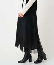PHHCD65360 GEORGES RECH(小さいサイズ)(メゾン ドゥ サンク)  [日本製]アコーディオンシアープリーツスカート ブラック