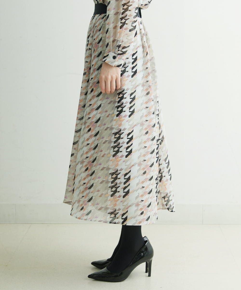 PHHCS05330 GEORGES RECH(小さいサイズ)(メゾン ドゥ サンク) 【セットアップ対応】千鳥格子柄スカート ベージュ系