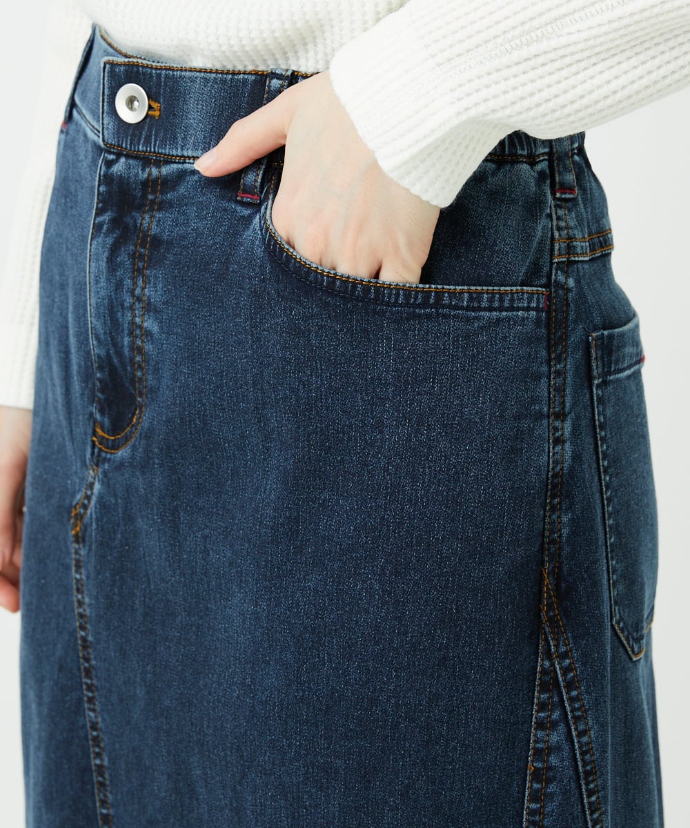 PHHEE01290 GEORGES RECH(小さいサイズ)(メゾン ドゥ サンク)  [セットアップ対応]ジャージーデニムセミタイトスカート ブルー