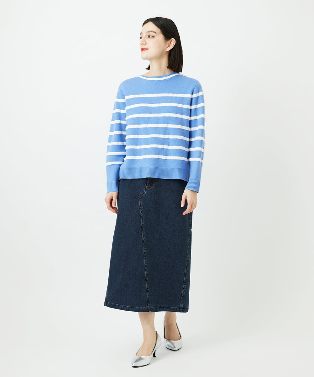 PHHEE01290 GEORGES RECH(小さいサイズ)(メゾン ドゥ サンク)  [セットアップ対応]ジャージーデニムセミタイトスカート ブルー