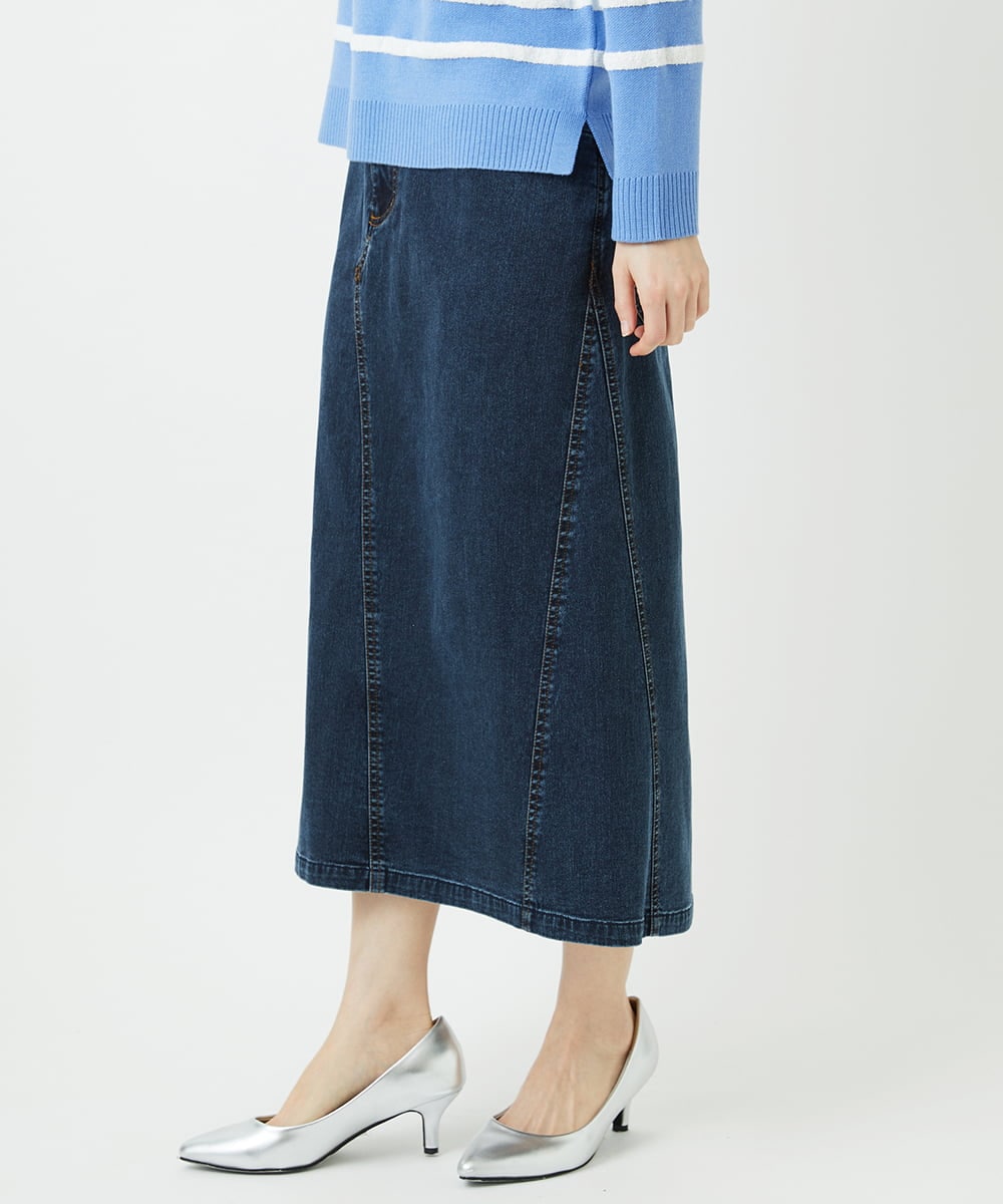 PHHEE01290 GEORGES RECH(小さいサイズ)(メゾン ドゥ サンク)  [セットアップ対応]ジャージーデニムセミタイトスカート ブルー