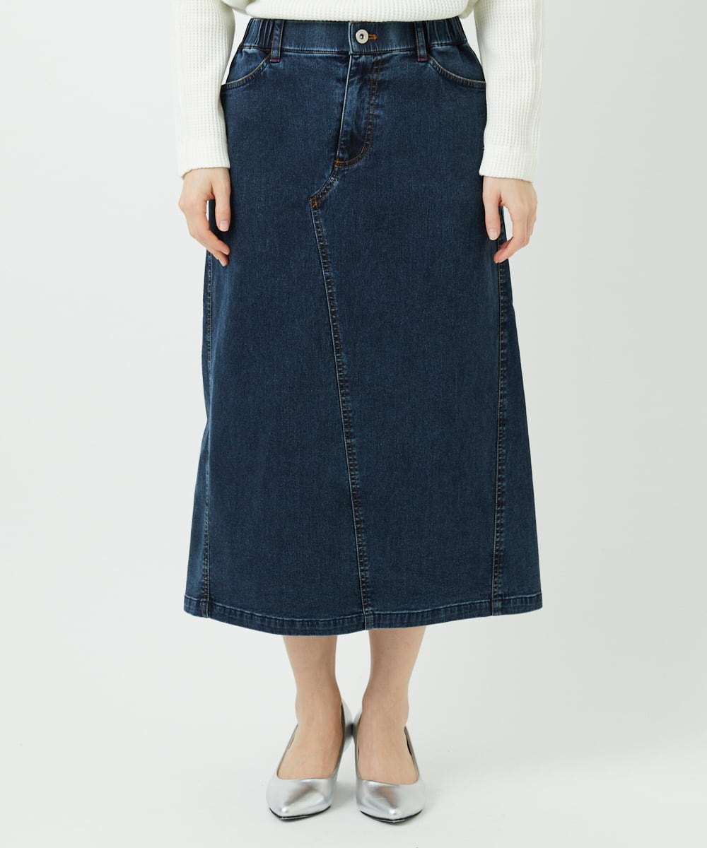 PHHEE01290 GEORGES RECH(小さいサイズ)(メゾン ドゥ サンク)  [セットアップ対応]ジャージーデニムセミタイトスカート ブルー
