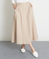 PHHET25360 GEORGES RECH(小さいサイズ)(メゾン ドゥ サンク) [セットアップ対応]リネンへリンボンストライプフレアスカート オフホワイト