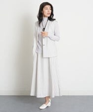 PHHET25360 GEORGES RECH(小さいサイズ)(メゾン ドゥ サンク) [セットアップ対応]リネンへリンボンストライプフレアスカート オフホワイト