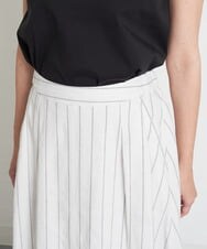 PHHET25360 GEORGES RECH(小さいサイズ)(メゾン ドゥ サンク) [セットアップ対応]リネンへリンボンストライプフレアスカート オフホワイト