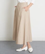 PHHET25360 GEORGES RECH(小さいサイズ)(メゾン ドゥ サンク) [セットアップ対応]リネンへリンボンストライプフレアスカート ベージュ