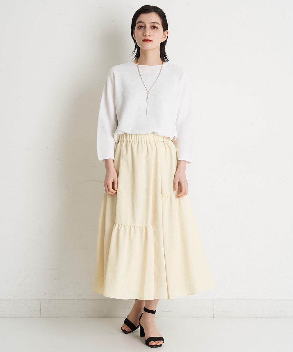 PHHEU18260 GEORGES RECH(小さいサイズ)(メゾン ドゥ サンク) ティアードフレアスカート ベージュ