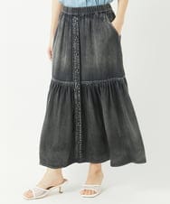 PHHGA02290 GEORGES RECH(小さいサイズ)(メゾン ドゥ サンク) ライトデニムティアードスカート ネイビー
