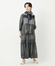 PHHGA02290 GEORGES RECH(小さいサイズ)(メゾン ドゥ サンク) ライトデニムティアードスカート ネイビー