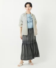 PHHGA02290 GEORGES RECH(小さいサイズ)(メゾン ドゥ サンク) ライトデニムティアードスカート ネイビー