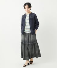 PHHGA02290 GEORGES RECH(小さいサイズ)(メゾン ドゥ サンク) ライトデニムティアードスカート ネイビー