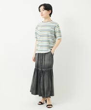 PHHGA02290 GEORGES RECH(小さいサイズ)(メゾン ドゥ サンク) ライトデニムティアードスカート ネイビー