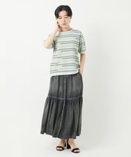 PHHGA02290 GEORGES RECH(小さいサイズ)(メゾン ドゥ サンク) ライトデニムティアードスカート ネイビー