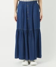 PHHGA02290 GEORGES RECH(小さいサイズ)(メゾン ドゥ サンク) ライトデニムティアードスカート ネイビー