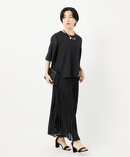 PHHGA40390 GEORGES RECH(小さいサイズ)(メゾン ドゥ サンク)  [日本製]シアーランダムプリーツスカート ブラック