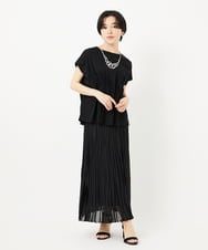 PHHGA40390 GEORGES RECH(小さいサイズ)(メゾン ドゥ サンク)  [日本製]シアーランダムプリーツスカート ブラック