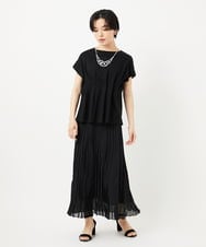 PHHGA40390 GEORGES RECH(小さいサイズ)(メゾン ドゥ サンク)  [日本製]シアーランダムプリーツスカート ブラック