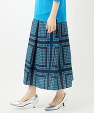 PHHGD14360 GEORGES RECH(小さいサイズ)(メゾン ドゥ サンク)  [日本製/セットアップ対応]ジオメトリックスカーフ柄スカート ネイビー系