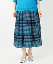 PHHGD14360 GEORGES RECH(小さいサイズ)(メゾン ドゥ サンク)  [日本製/セットアップ対応]ジオメトリックスカーフ柄スカート ベージュ系