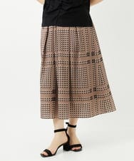 PHHGD14360 GEORGES RECH(小さいサイズ)(メゾン ドゥ サンク)  [日本製/セットアップ対応]ジオメトリックスカーフ柄スカート ベージュ系