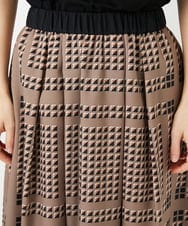 PHHGD14360 GEORGES RECH(小さいサイズ)(メゾン ドゥ サンク)  [日本製/セットアップ対応]ジオメトリックスカーフ柄スカート ベージュ系