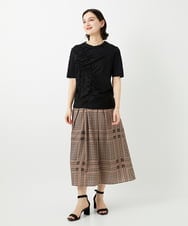 PHHGD14360 GEORGES RECH(小さいサイズ)(メゾン ドゥ サンク)  [日本製/セットアップ対応]ジオメトリックスカーフ柄スカート ベージュ系