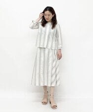 PHHGQ42290 GEORGES RECH(小さいサイズ)(メゾン ドゥ サンク) 【セットアップ対応】ストライプラップ風スカート アイボリー