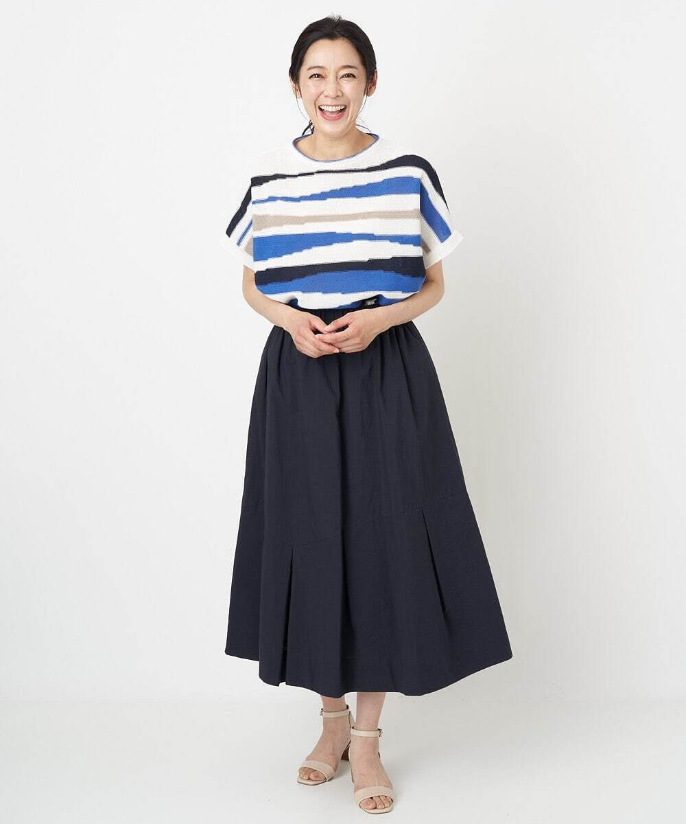 PHHGS02290 GEORGES RECH(小さいサイズ)(メゾン ドゥ サンク) ワッシャーアシメ切替スカート ネイビー