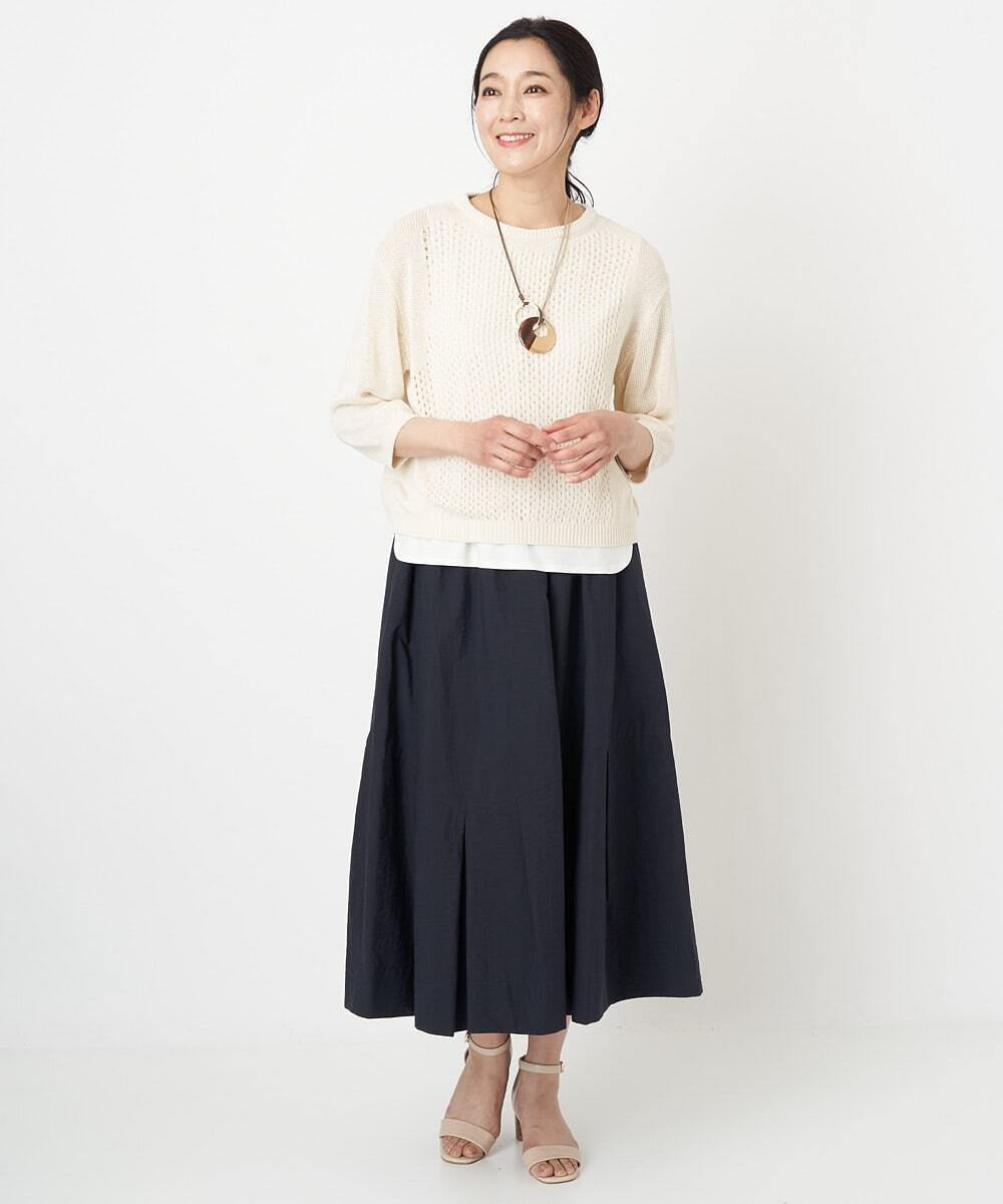 PHHGS02290 GEORGES RECH(小さいサイズ)(メゾン ドゥ サンク) ワッシャーアシメ切替スカート ネイビー