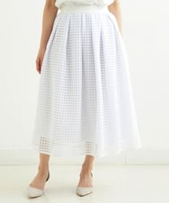PHHGS32290 GEORGES RECH(小さいサイズ)(メゾン ドゥ サンク) [セットアップ対応]シアーチェックチュールスカート ホワイト