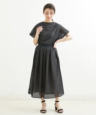 PHHGS32290 GEORGES RECH(小さいサイズ)(メゾン ドゥ サンク) [セットアップ対応]シアーチェックチュールスカート ブラック