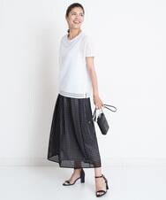 PHHGS32290 GEORGES RECH(小さいサイズ)(メゾン ドゥ サンク) [セットアップ対応]シアーチェックチュールスカート ブラック