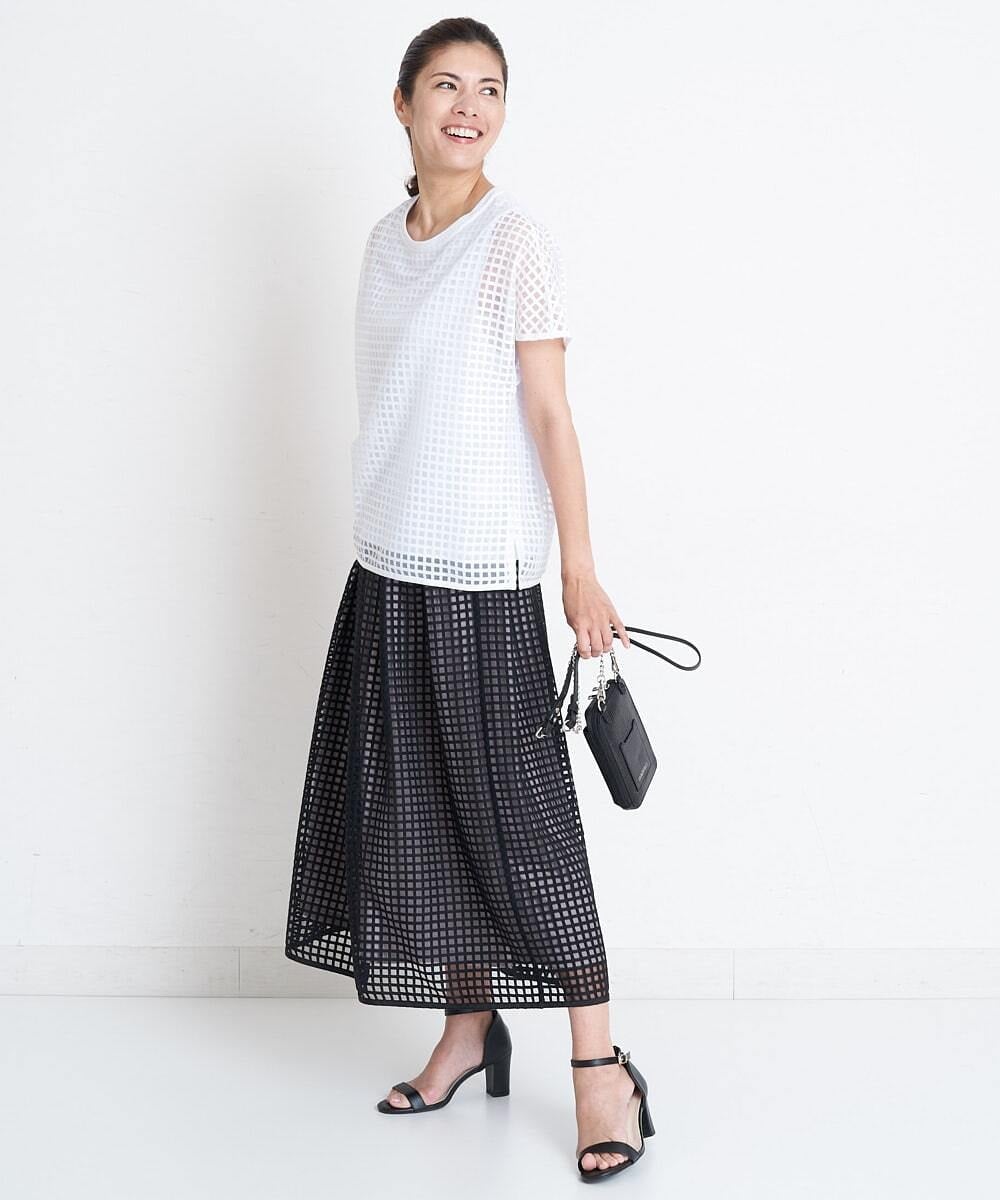 PHHGS32290 GEORGES RECH(小さいサイズ)(メゾン ドゥ サンク) [セットアップ対応]シアーチェックチュールスカート ブラック