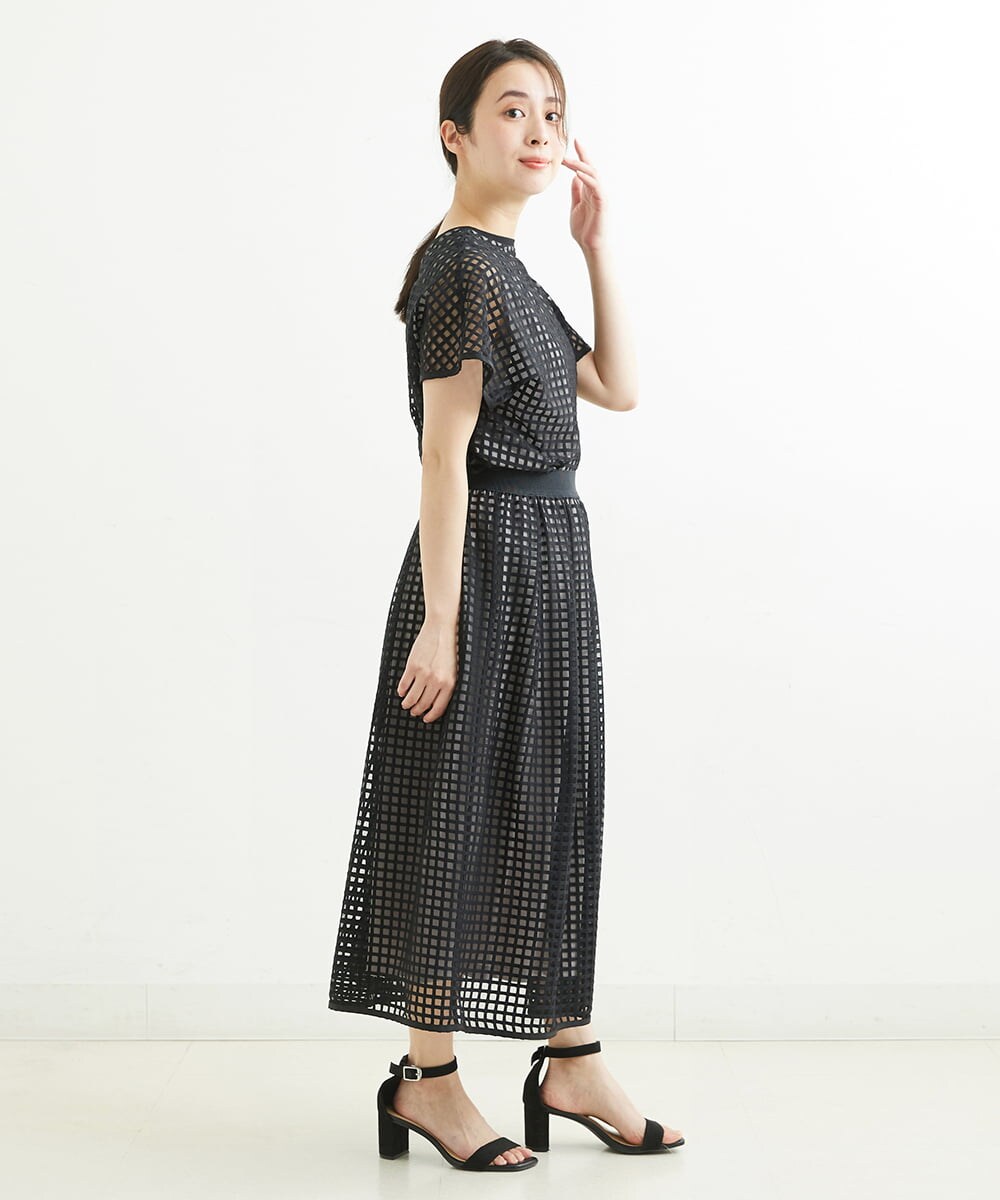 PHHGS32290 GEORGES RECH(小さいサイズ)(メゾン ドゥ サンク) [セットアップ対応]シアーチェックチュールスカート ブラック
