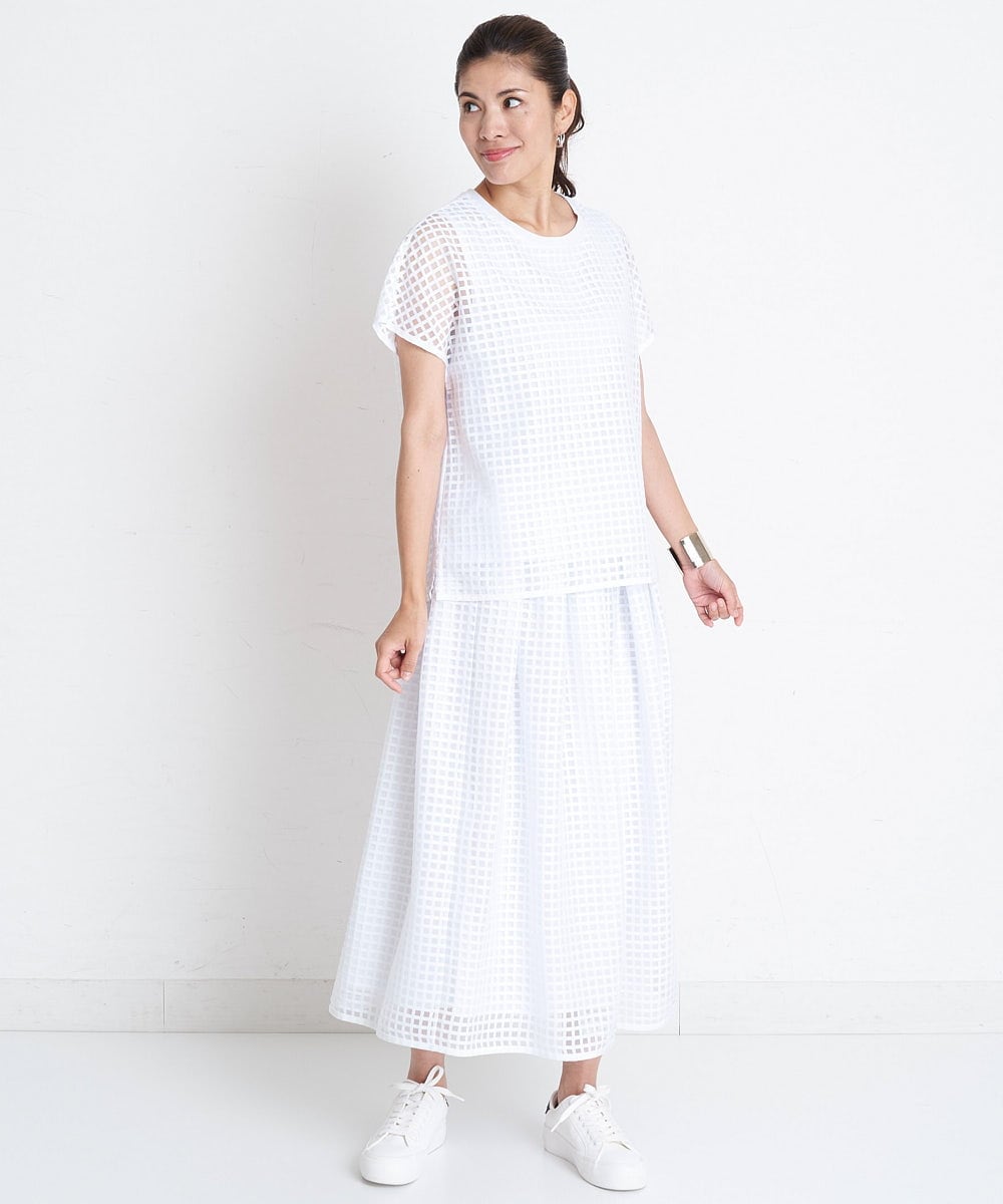 PHHGS32290 GEORGES RECH(小さいサイズ)(メゾン ドゥ サンク) [セットアップ対応]シアーチェックチュールスカート ブラック