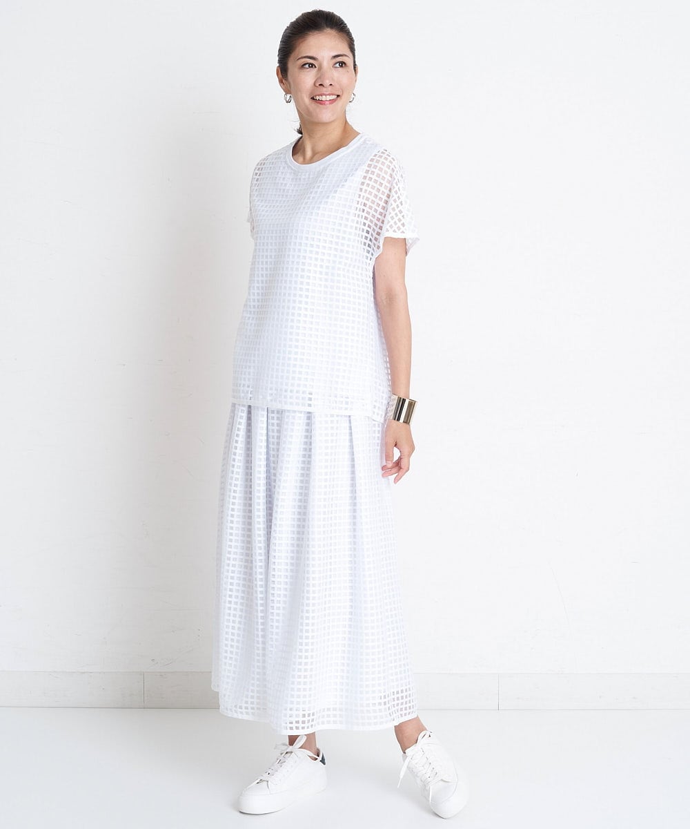 PHHGS32290 GEORGES RECH(小さいサイズ)(メゾン ドゥ サンク) [セットアップ対応]シアーチェックチュールスカート ブラック