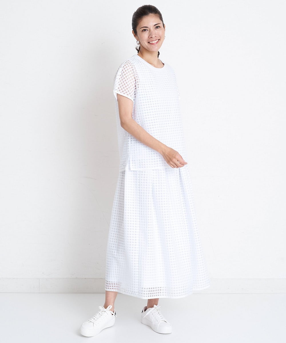 PHHGS32290 GEORGES RECH(小さいサイズ)(メゾン ドゥ サンク) [セットアップ対応]シアーチェックチュールスカート ブラック