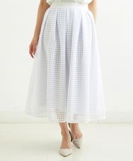 PHHGS32290 GEORGES RECH(小さいサイズ)(メゾン ドゥ サンク) [セットアップ対応]シアーチェックチュールスカート ブラック