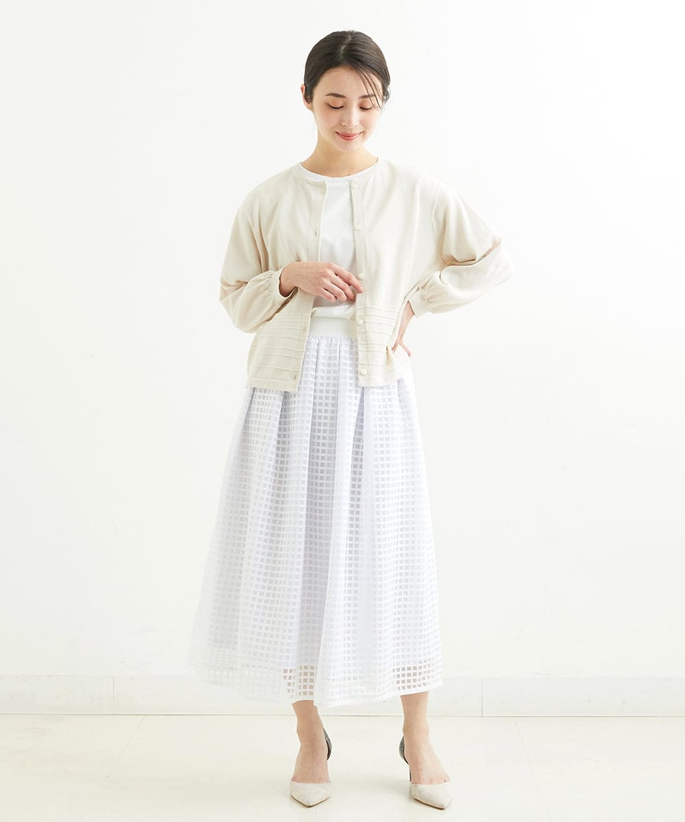 PHHGS32290 GEORGES RECH(小さいサイズ)(メゾン ドゥ サンク) [セットアップ対応]シアーチェックチュールスカート ブラック