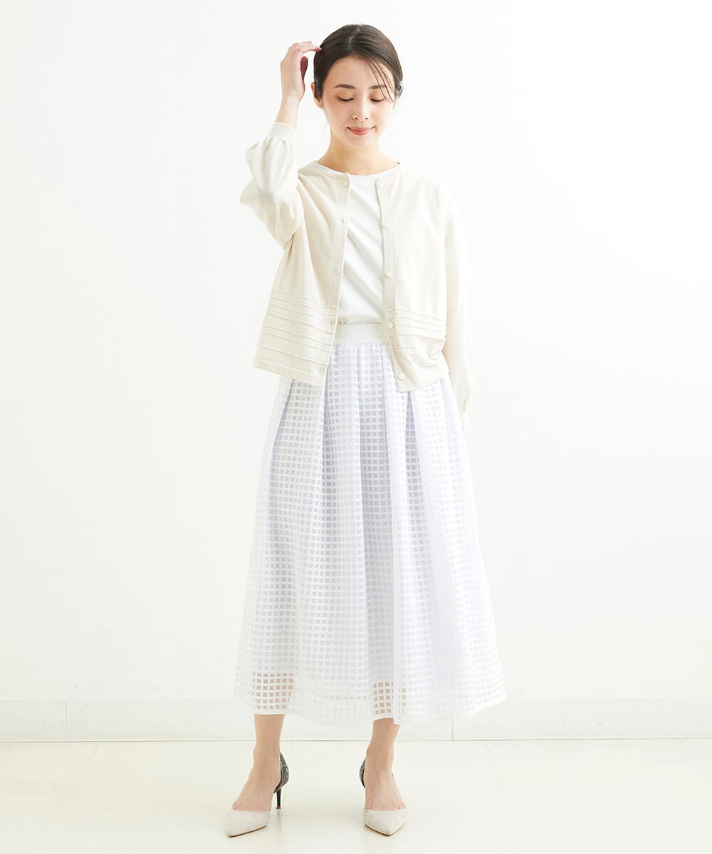PHHGS32290 GEORGES RECH(小さいサイズ)(メゾン ドゥ サンク) [セットアップ対応]シアーチェックチュールスカート ブラック